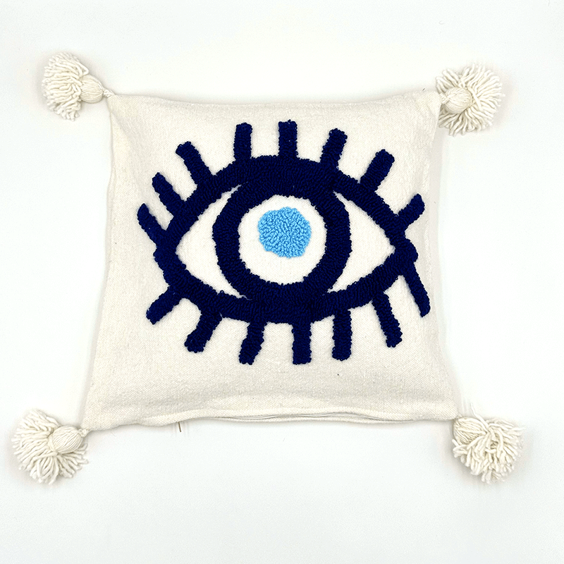 Housse de coussin œil bleu - La Gazelle Marrakchia