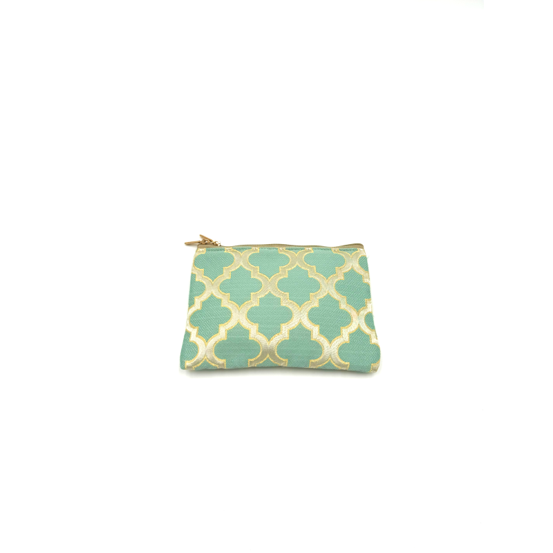 Porte-monnaie Brocart Mellah almond green - La Gazelle Marrakchia