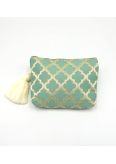 Trousse maxi pompon Brocart Mellah almond green - La Gazelle Marrak...