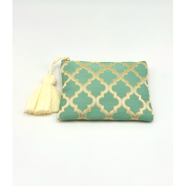 Trousse moyen pompon Brocart Mellah almond green - La Gazelle Marra...