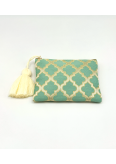 Trousse moyen pompon Brocart Mellah almond green - La Gazelle Marra...