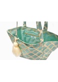 Cabas Brocart Mellah almond green - La Gazelle Marrakchia