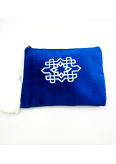 Trousse maxi pompon rectangle Embroidery bleu - La Gazelle Marrakchia