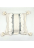 Housse de coussin crème  liseré argent - La Gazelle Marrakchia