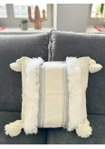 Housse de coussin crème  liseré argent - La Gazelle Marrakchia