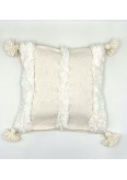 Housse de coussin crème pompons crème - La Gazelle Marrakchia