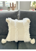 Housse de coussin crème pompons crème - La Gazelle Marrakchia