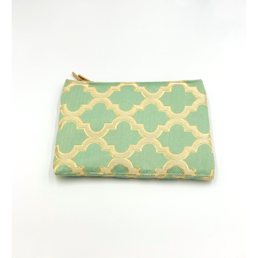 Trousse moyen petit Brocart Mellah almond green - La Gazelle Marrak...