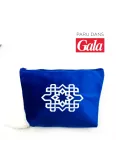 Trousse maxi pompon Embroidery bleu - La Gazelle Marrakchia