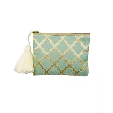 Trousse moyen pompon Brocart Mellah almond green - La Gazelle Marra...