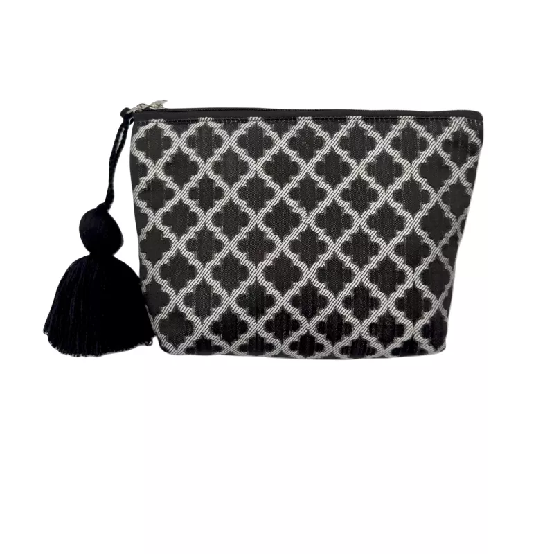 Trousse artisanale marocaine avec pompon- La Gazelle Marrakchia