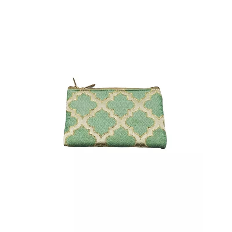 Porte-monnaie Brocart Mellah almond green - La Gazelle Marrakchia