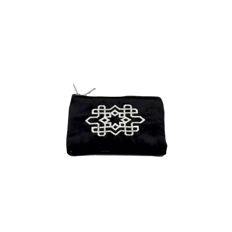 Porte-monnaie Embroidery noir - La Gazelle Marrakchia