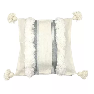 Housse de coussin crème  liseré argent - La Gazelle Marrakchia
