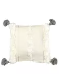 Housse de coussin crème pompons gris - La Gazelle Marrakchia