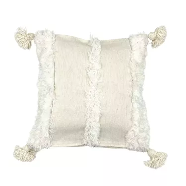 Housse de coussin crème pompons crème - La Gazelle Marrakchia