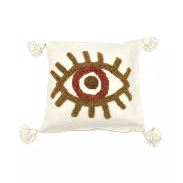 Housse de coussin œil marron - La Gazelle Marrakchia