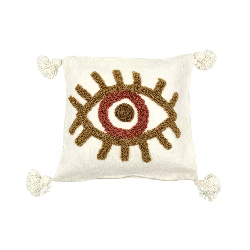 Housse de coussin œil marron - La Gazelle Marrakchia