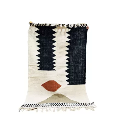 Tapis Zanafi Tableau crème motifs colorés kaki noir rouge - La Gaze...