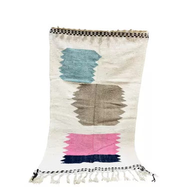 Tapis Zanafi Tableau crème motifs colorés vert marron rose - La Gaz...