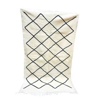 Tapis Zanafi crème losange noir - La Gazelle Marrakchia