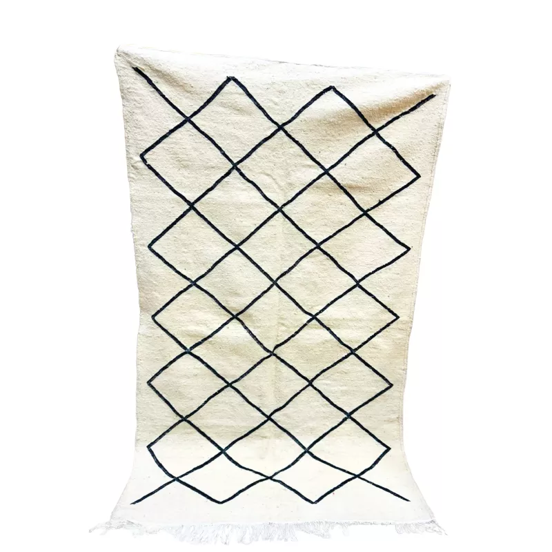 Tapis Zanafi crème losange noir - La Gazelle Marrakchia