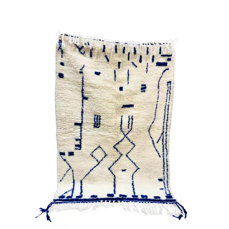 Tapis Azilal motif bleu - La Gazelle Marrakchia